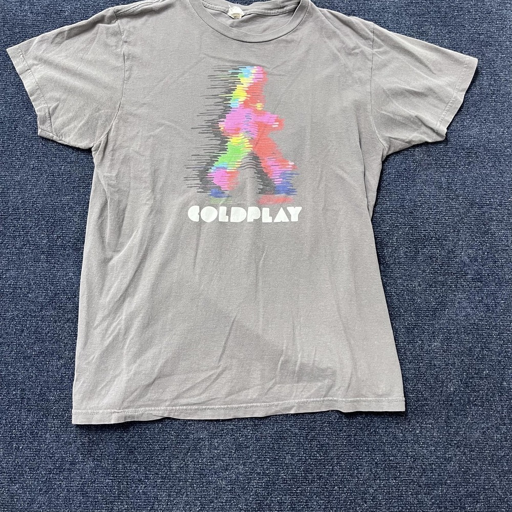 Coldplay‎ Shirt Mens Small Gray Tour Cities Graphic Concert Band Tee Bay Island